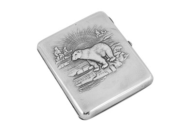 Lot 190 - A mid-20th century Russian Soviet 875 standard silver cigarette case, Moscow dated 1945 by the First Jewellery Silver Factory - Moscow Labour Guild