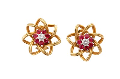 Lot 70 - Tiffany & Co I A pair of ruby and diamond earstuds