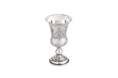 Lot 215 - Judaica – An early 20th century Polish (Austrian) 800 standard silver kiddish cup, Kraków circa 1920 by SH possibly Simha Herzog