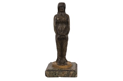 Lot 466 - A BRONZE FIGURE OF A CLASSICAL MAIDEN, EARLY 19TH CENTURY