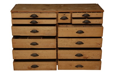 Lot 648 - A LARGE PINE PRINTERS CHEST OF DRAWERS, 19TH CENTURY