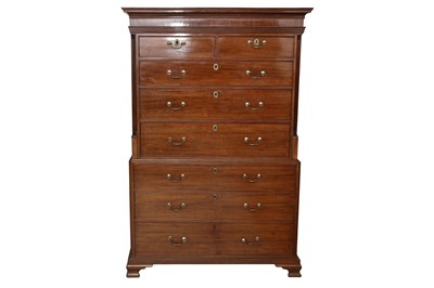 Lot 586 - A GEORGE III MAHOGANY CHEST ON CHEST