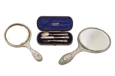 Lot 298 - A CASED VICTORIAN STERLING SILVER CHRISTENING SET, BIRMINGHAM 1896 BY HILLIARD AND THOMPSON