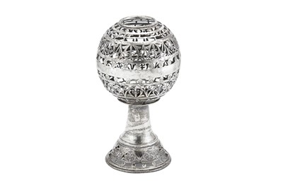 Lot 223 - A MODERN INDIAN UNMARKED SILVER LAMP, BOMBAY CIRCA 1980