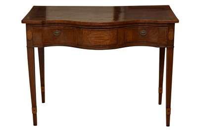 Lot 567 - A GEORGE III MAHOGANY SERPENTINE FRONT SERVING TABLE