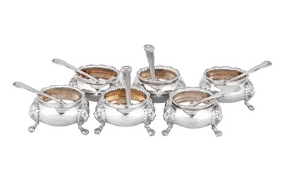 Lot 443 - A set of six George IV sterling silver salts, London 1826/27 by William Bateman