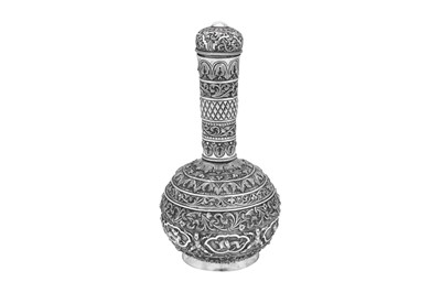 Lot 100 - A mid-20th century Bhutanese silver bottle, probably Thimphu circa 1960