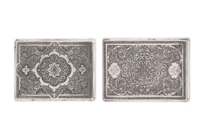 Lot 383 - TWO ENGRAVED SILVER CIGARETTE OR CARD CASES