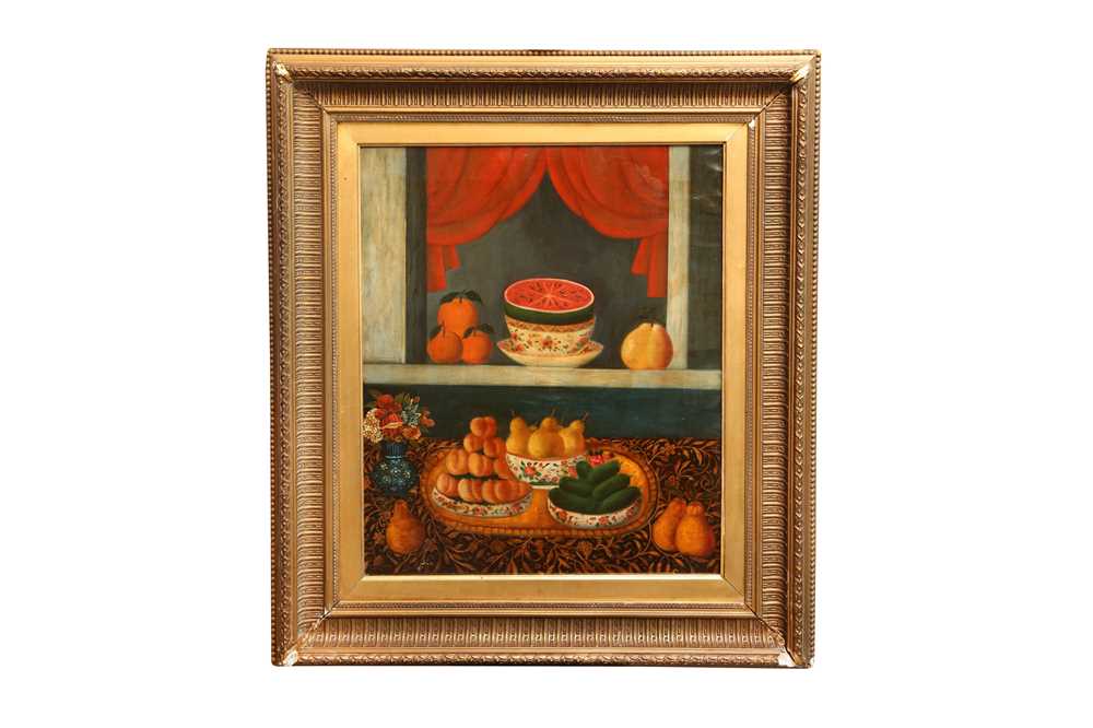 Lot 422 - A QAJAR STILL-LIFE DEPICTING BOWLS OF FRUITS