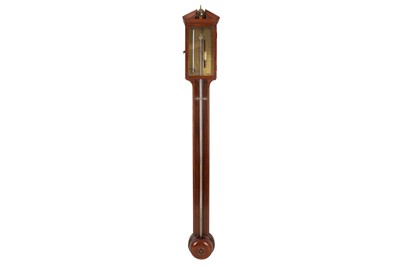 Lot 489 - A GEORGE III MAHOGANY BAROMETER BY SALTERY AND CO