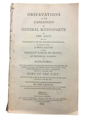 Lot 233 - Pamphlets. [Cawthorn (George)] Observations on the Expedition of General Buonaparte to the East