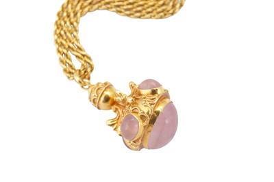 Lot 159 - A rose quartz charm necklace