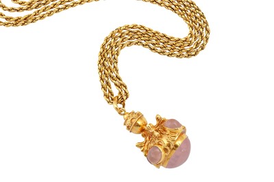 Lot 159 - A rose quartz charm necklace