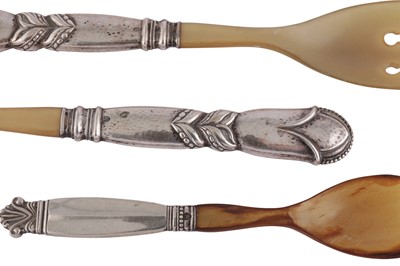 Lot 262 - A PAIR OF EARLY 20TH CENTURY DANISH 830 STANDARD SILVER SALAD SERVERS, COPENHAGEN 1919-27 BY GEORG JENSEN