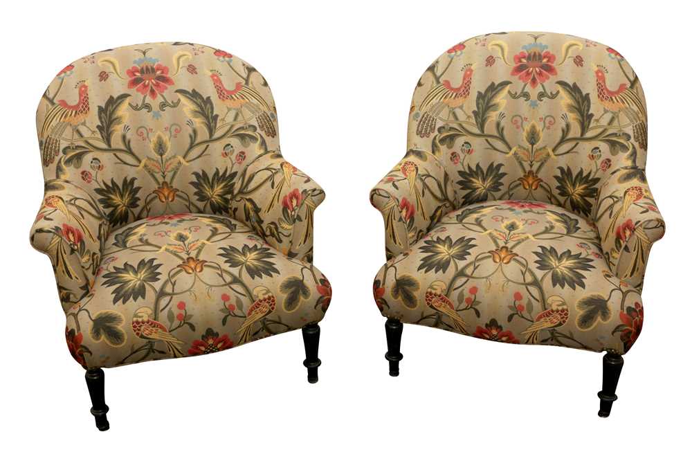 Lot 620 - A PAIR OF TUB ARMCHAIRS, 19TH CENTURY