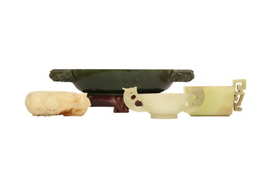 Lot 584 - A GROUP OF FOUR CHINESE JADE BOWLS