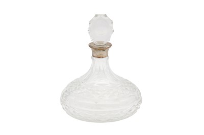 Lot 289 - AN ELIZABETH II STERLING SILVER MOUNTED GLASS SHIPS DECANTER, LONDON 1979 BY ASPREY AND CO