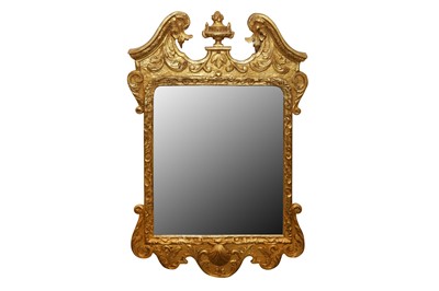 Lot 682 - A GEORGE II STYLE GILT WOOD RECTANGULAR MIRROR, LATE 19TH/EARLY 20TH CENTURY