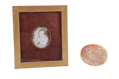 Lot 136 - A FRAMED 19TH CENTURY CARVED SHELL CAMEO