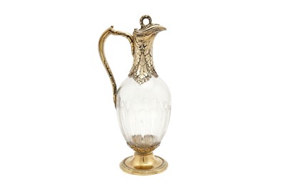 Lot 196 - A mid-19th century French unmarked silver gilt mounted claret jug, probably Paris circa 1860