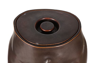 Lot 1175 - A LIMITED EDITION BRONZED CERAMIC BISCUIT JAR, 1980