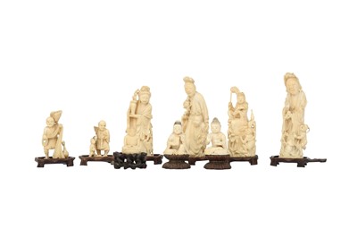 Lot 463 - λ A COLLECTION OF NINE IVORY FIGURATIVE CARVINGS.