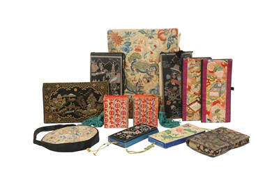 Lot 384 - A COLLECTION OF CHINESE EMBROIDERED PURSES AND OTHER SMALL ITEMS.