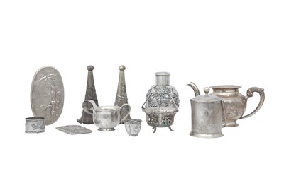 Lot 704 - A SMALL COLLECTION OF MISCELLANEOUS CHINESE SILVERWARE.