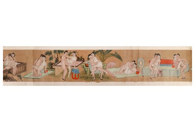Lot 1108 - A CHINESE EROTIC HANDSCROLL.