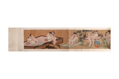 Lot 1108 - A CHINESE EROTIC HANDSCROLL.