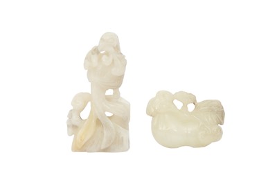 Lot 244 - TWO CHINESE WHITE JADE CARVINGS.