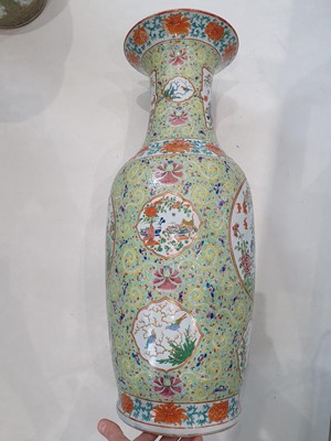 Lot 116 - A LARGE CHINESE FAMILLE ROSE  GREEN-GROUND VASE.