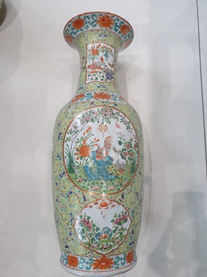 Lot 116 - A LARGE CHINESE FAMILLE ROSE  GREEN-GROUND VASE.