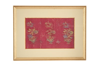Lot 251 - A MUGHAL BROCADED TEXTILE FRAGMENT