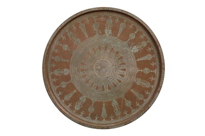 Lot 399 - A LATE 19TH CENTURY LARGE ENGRAVED COPPER CIRCULAR TRAY