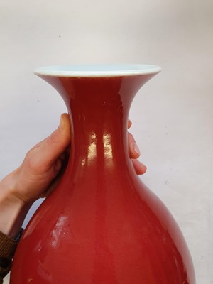 Lot 33 - TWO CHINESE COPPER RED-GLAZED VASES.