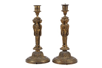 Lot 193 - A PAIR OF FRENCH CANDLESTICKS, IN THE LOUIS XVI STYLE, 20TH CENTURY