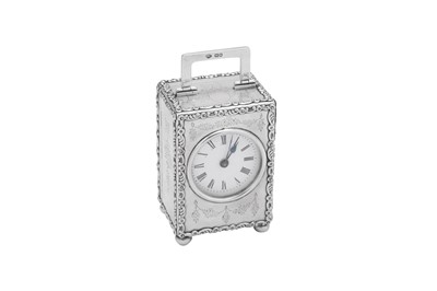 Lot 42 - An Edwardian sterling silver cased timepiece or carriage clock, London 1909 by J Batson & Son
