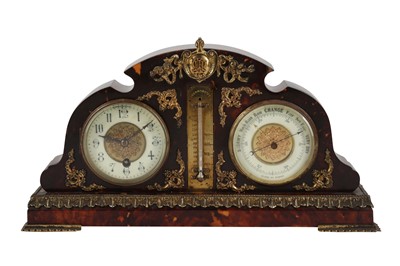 Lot 308 - A FRENCH TORTOISESHELL AND BRASS MOUNTED DESK BAROMETER, LATE 19TH/EARLY 20TH CENTURY