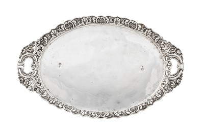 Lot 148 - A mid-19th century Ottoman Turkish silver twin handled tray, circa 1870, Tughra of Sultan Abdul Aziz (1861-1876)
