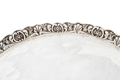 Lot 148 - A mid-19th century Ottoman Turkish silver twin handled tray, circa 1870, Tughra of Sultan Abdul Aziz (1861-1876)