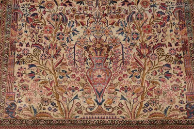 Lot 97 - A VERY FINE ANTIQUE SILK KASHAN PRAYER RUG, CENTRAL PERSIA