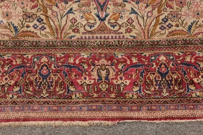 Lot 97 - A VERY FINE ANTIQUE SILK KASHAN PRAYER RUG, CENTRAL PERSIA