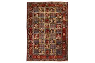 Lot 63 - AN UNUSUAL QUM RUG WITH GARDEN DESIGN, CENTRAL PERSIA