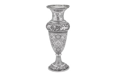 Lot 160 - A mid-20th century Iranian (Persian) unmarked silver vase, Isfahan circa 1940 retailed by Khosrow