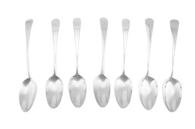 Lot 174 - A MIXED GROUP – INCLUDING FOUR GEORGE III STERLING SILVER TABLESPOONS, LONDON 1773 BY WILLIAM FEARN