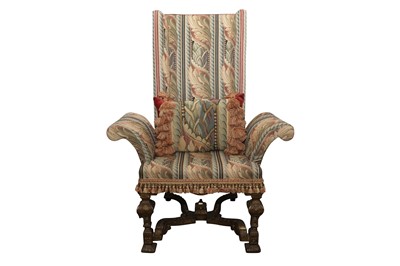Lot 239 - AN UPRIGHT ARMCHAIR, IN THE LATE 17TH CENTURY STYLE, LATE 19TH CENTURY