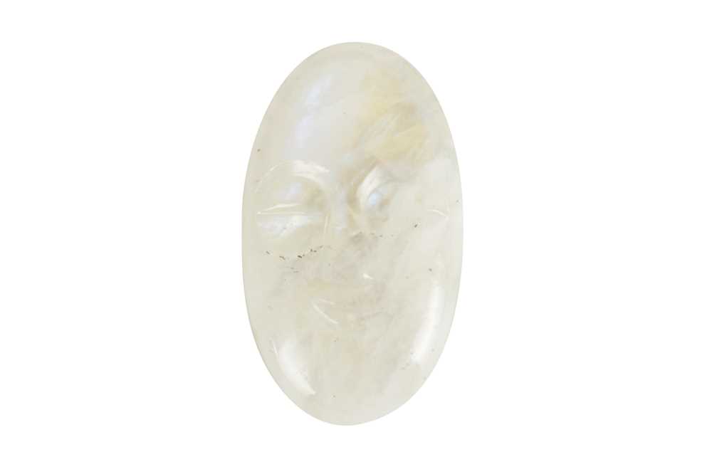 Lot 119 - A CARVED RAINBOW MOONSTONE