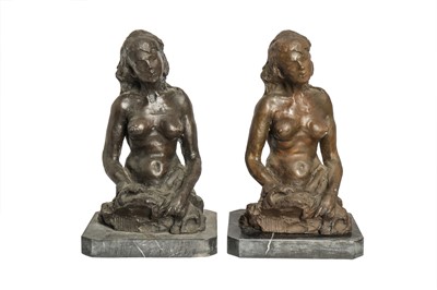 Lot 1101 - TWO MODERNIST BRONZE  FIGURES OF A FEMALE NUDE