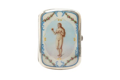 Lot 1050 - AN EARLY 20TH CENTURY AUSTRIAN 900 STANDARD SILVER AND ENAMEL CIGARETTE CASE, VIENNA DATED 1915 BY FB